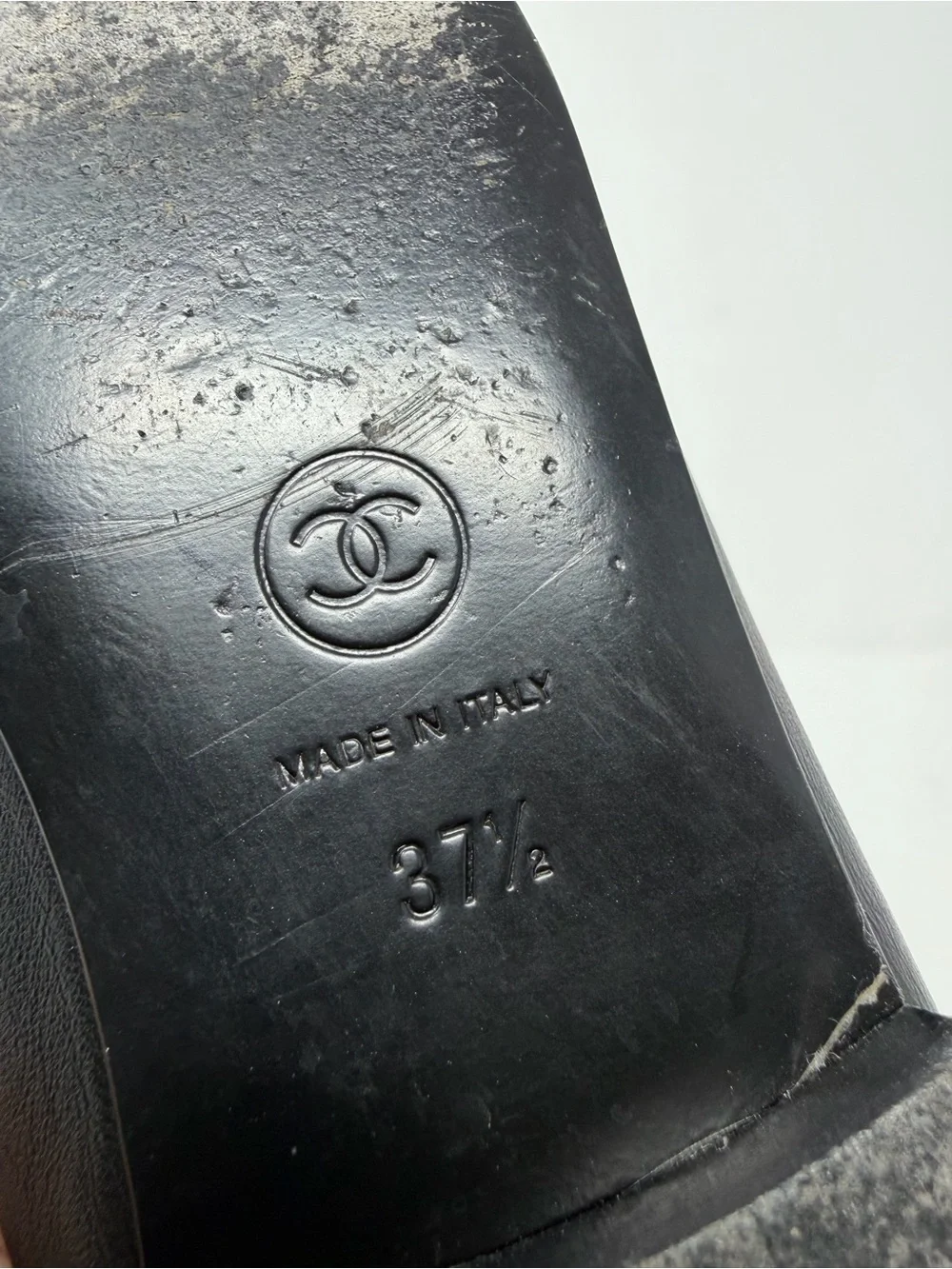 Chanel CC Cap Toe Leather Ballet Flats Black Womens EU 37.5